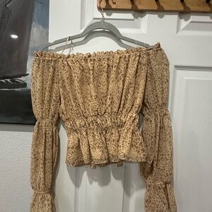 Wayf Leopard Print Off-Shoulder Top